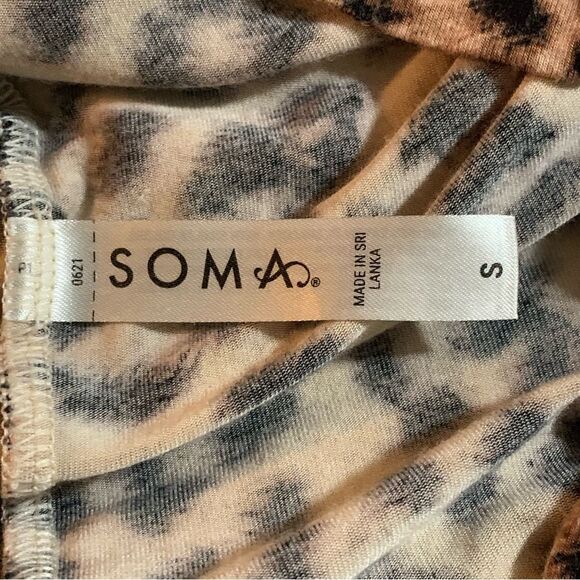 SOMA Animal Nightgown Women’s Small Brown Black Neutral Scoop Neck Pocket. - Picture 5 of 9